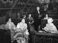 Reenacting Sunday service in the sleeping car of  the Museum Train