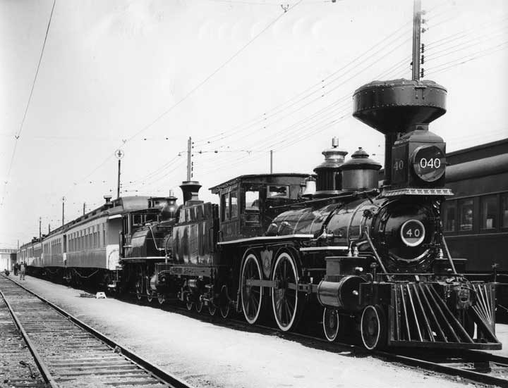 Side view of the Museum Train and locomotive 40