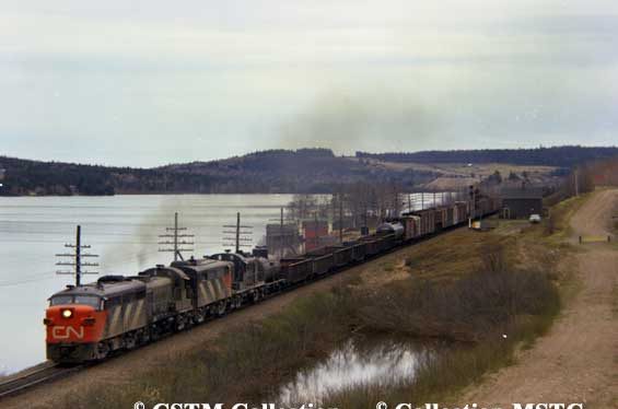 Freight train at Folly Lake, Nova Scotia