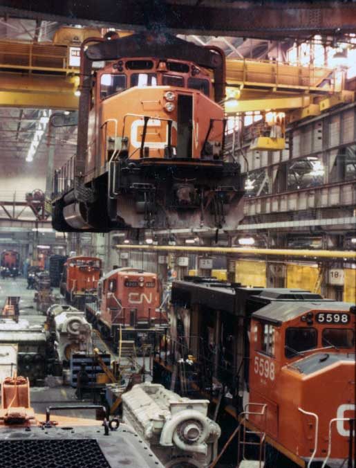 Interior of Transcona Motive Power Shop, Winnipeg