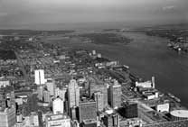 Aerial view of downtown Detroit, Michigan