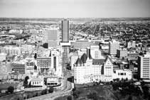 Aerial view of Edmonton including CN Tower, centre