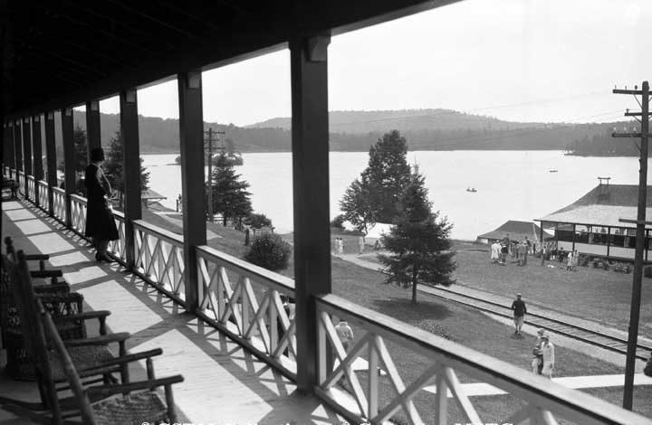Enjoying the view from the balcony of the Highland Inn