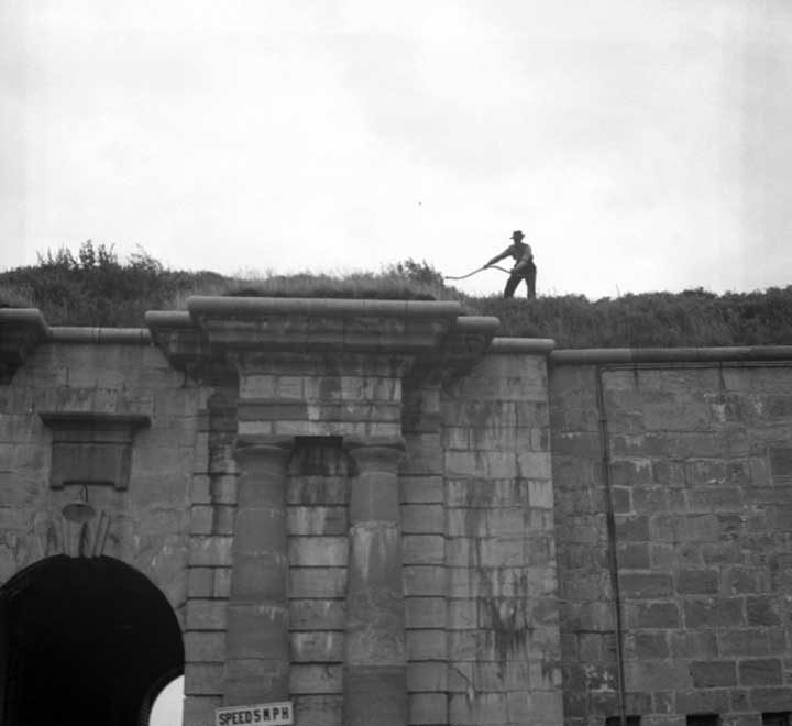 Standing on top of the wall of the Citadel, Quebec City