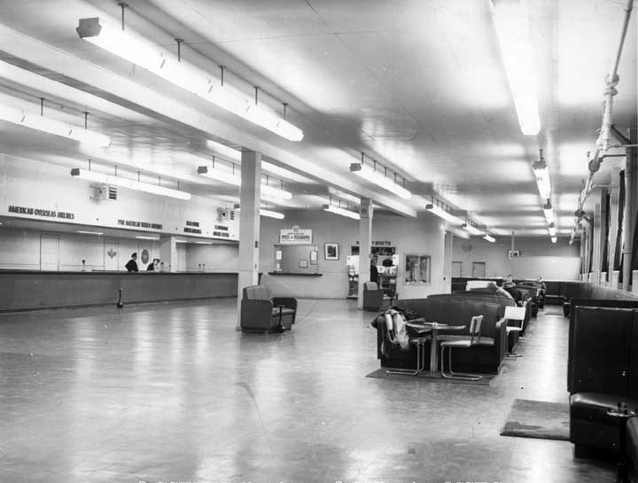 Beautiful lounge, waiting room, containing souvenir counter, bar, restaurant, etc. used jointly by all Airlines established at Gander