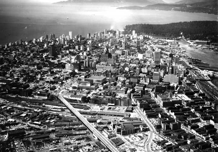 Aerial view of downtown Vancouver