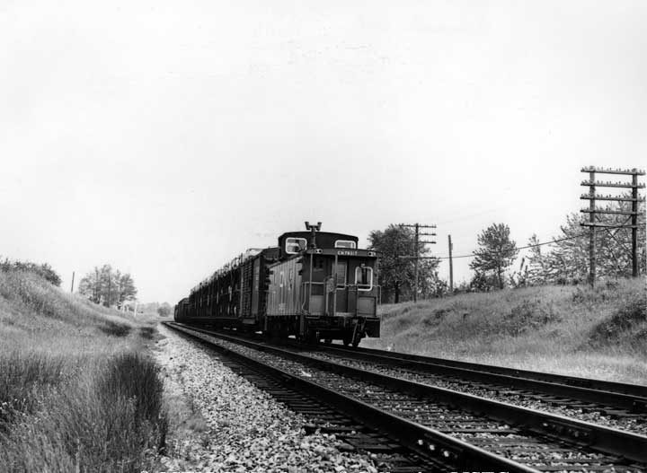 View of the caboose on Toronto main line track, Newcastle exit