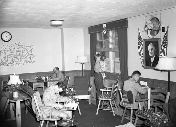Montreal Station - service men in Legion Welcome Room