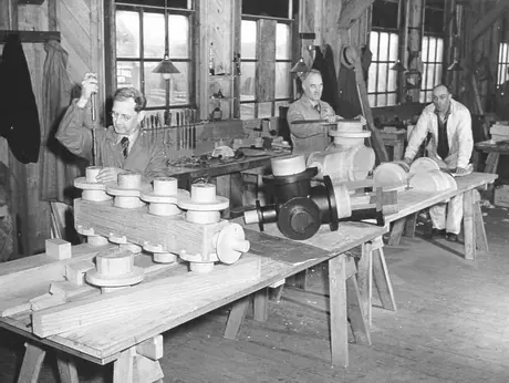 Prince Rupert shipyard : Patternmakers prepare patterns for many of the metal fittings used in ship construction