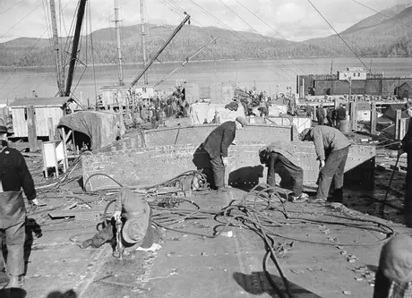Prince Rupert shipyard : cargo vessel under construction