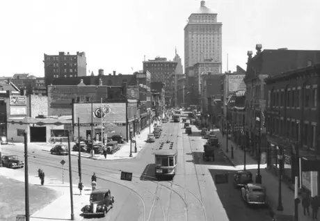 Streetcars on rue Saint-Jacques (formerly St. James Street)