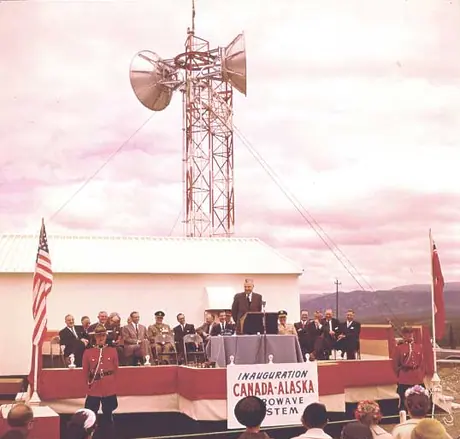 Prime Minister John Diefenbaker opens Canada-Alaska microwave radio system