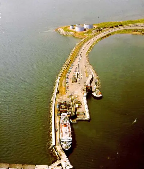 Aerial view of ferry terminal
