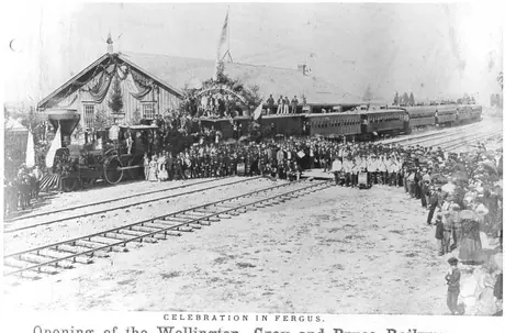 First train on the Wellington, Grey and Bruce Railway