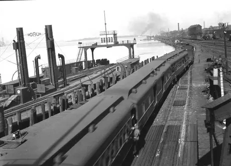 Train ferry SS Huron being loaded with cars