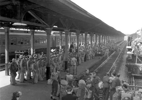 Troops waiting for train