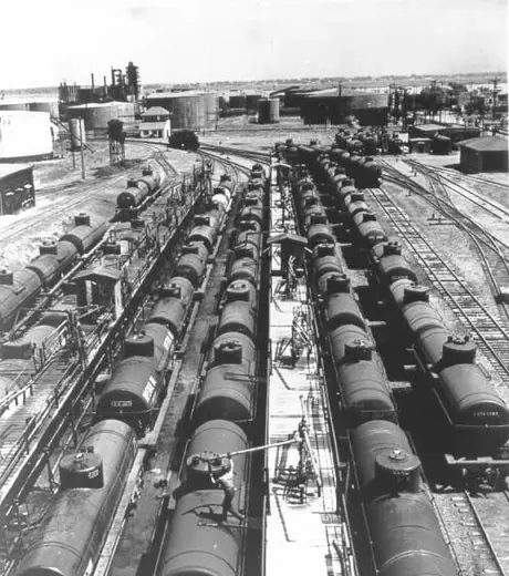 Tank cars at polymer plant