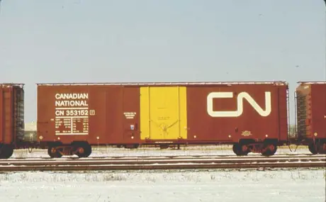 A standard CN steel box car