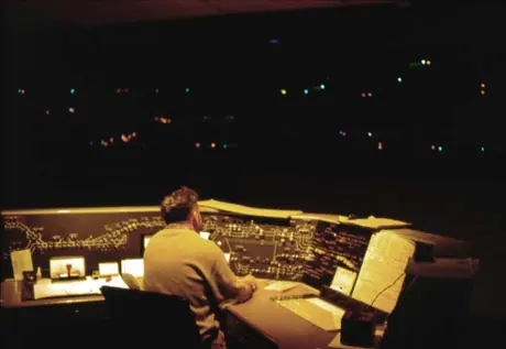 Dispatcher at work on CTC board