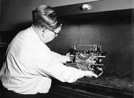 Cleaning a teletype machine