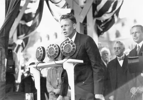 Charles Lindbergh speaks at the Celebrations for Canada's Diamond Jubilee of Confederation : the first national radio broadcast in Canada, July 1, 1927