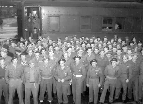 Polish soldiers arrive - enroute to farms in Canada