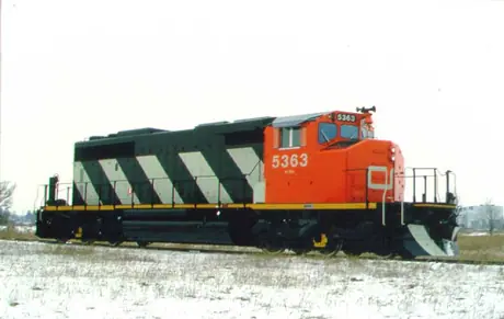 Diesel-electric locomotive no. 5363, three-quarter view