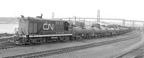 CN diesel-electric locomotive 1640, model H-12-44, three-quarters view