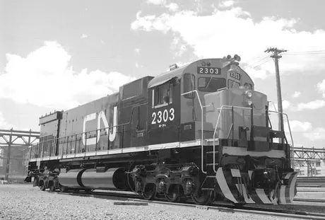 CN diesel-electric locomotive 2303, model M-636, three-quarter view