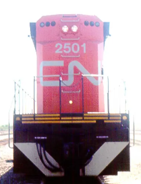 CN diesel-electric locomotive 2501, model M-420, rear view