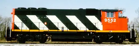 CN diesel-electric locomotive 9552, model GP-40-2, right side