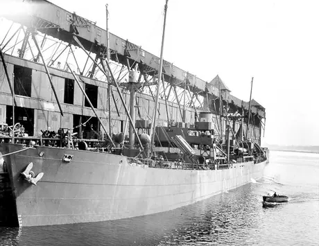 Cargo ship CNSS Jasper park in wartime grey