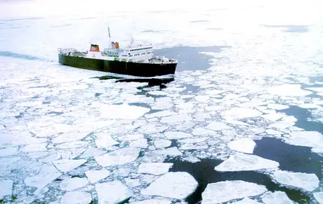 Ferry MV Frederick Carter sailing through ice