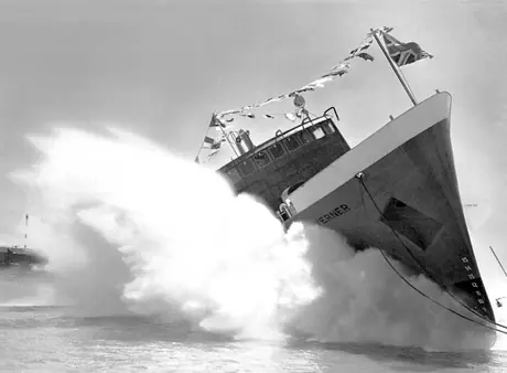 Launching of the Labrador coastal ship MV Taverner