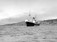 Coastal ship SS Springdale anchored at outport