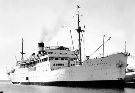 The passenger and cargo ship Lady Somers docked