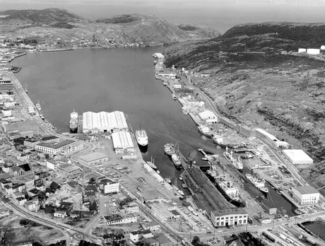 St. John's Harbour and dry dock from above