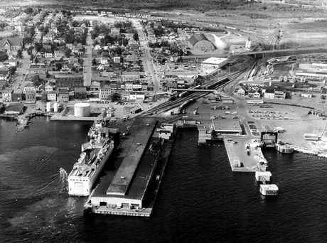 An overhead view of North Sydney Harbour