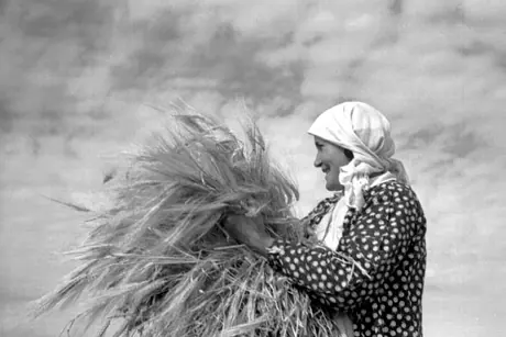 Woman holding a bundle of oats