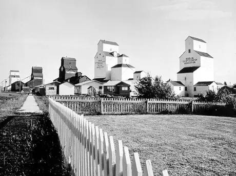 A row of grain elevators