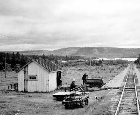 A section crew and section house on the Nfld. Ry. main line