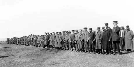 New recruits at a WWI training camp