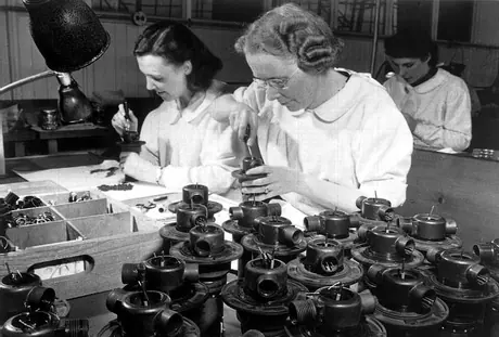 Women assembling aircraft parts