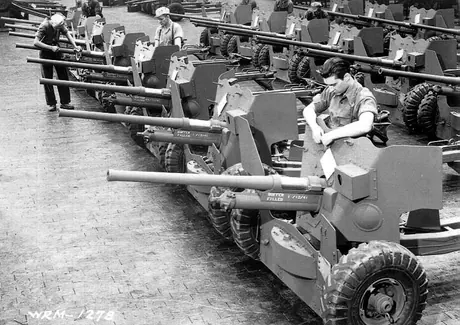 Production of two-pounder anti-tank guns which fire shells able to penetrate tanks or destroy rails