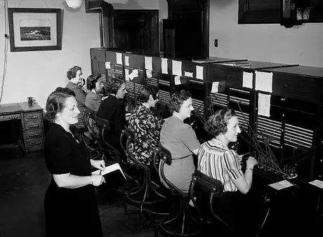 Switchboard operators at work at CNR's Private Automatic Branch Exchange in Toronto's Union Station