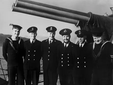Six original crew members on the auxiliary cruiser HMCS Prince Robert from her luxury liner days