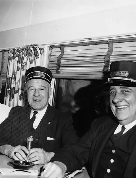 A conductor and a trainman on the Central Vermont Railway