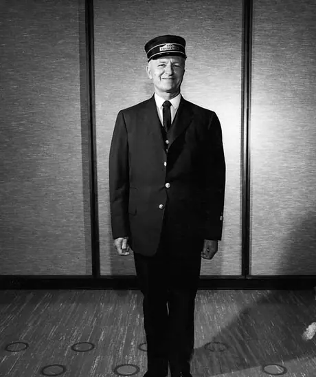 Portrait of a Canadian National Railways conductor in uniform