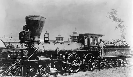 Central Vermont Railway wood burning steam locomotive Ethan Allen, left side