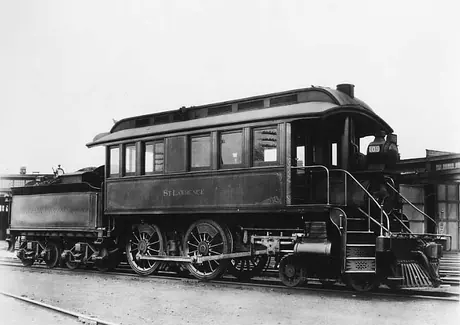 Central Vermont Railways combination inspector car and locomotive 109 St. Lawrence, right side